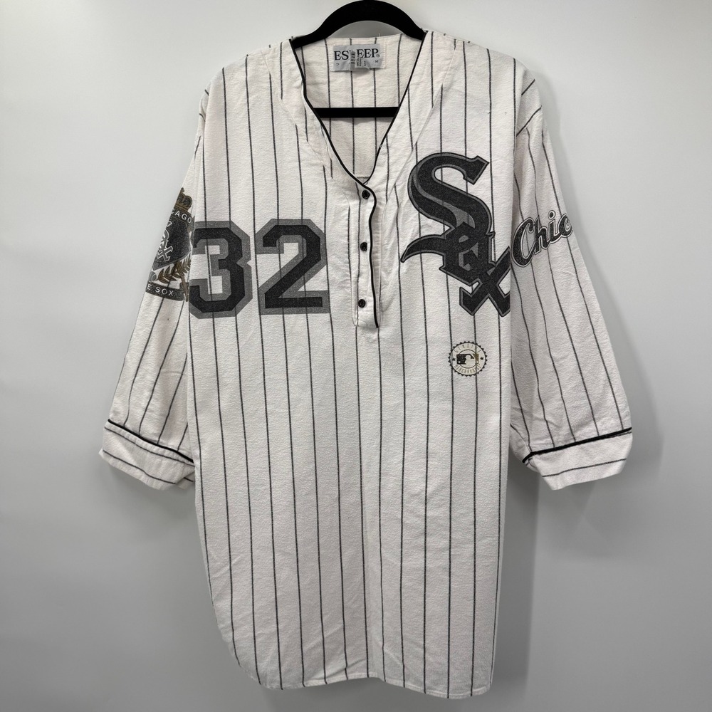 Esleep Unisex OS Nightshirt White Chicago White Sox Pinstripe Henley Loungewear